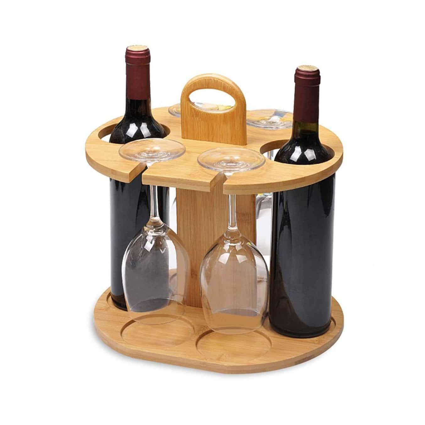 Weinhalter für 2 Flaschen 4 Gläser, Weinhalter für 2 Flaschen 4 Gläser
