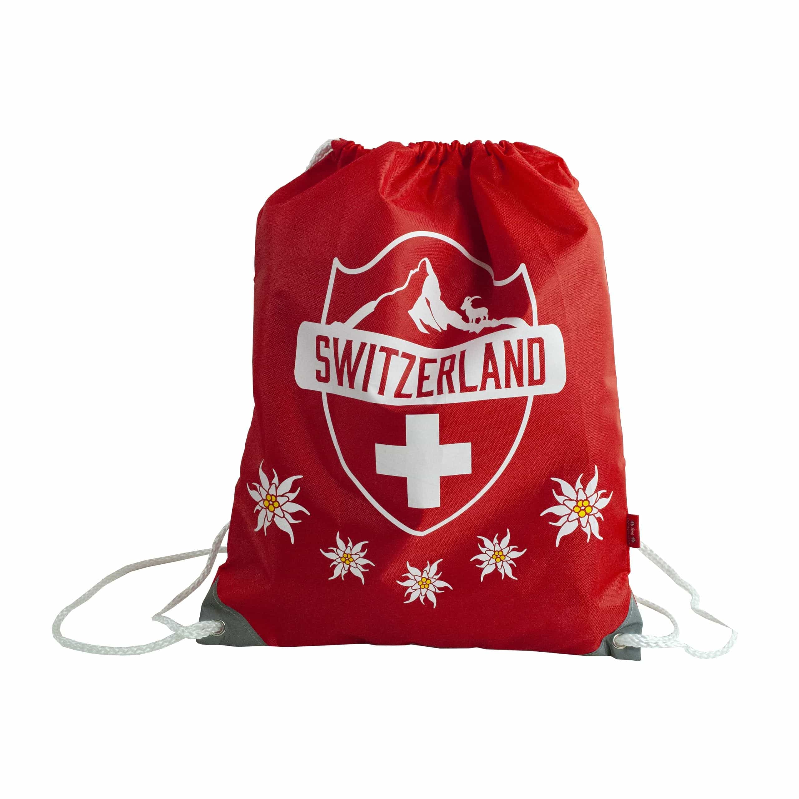Swiss Ethno Turnbeutel mit Sicherheits Reflektoren, Swiss Ethno Turnbeutel mit Sicherheits Reflektoren